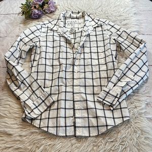 Frank & Eileen Barry White Black Plaid Button Down Shirt sz S